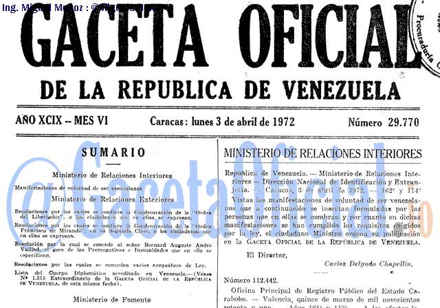 Gaceta Oficial 29770 del 3 Abril 1972