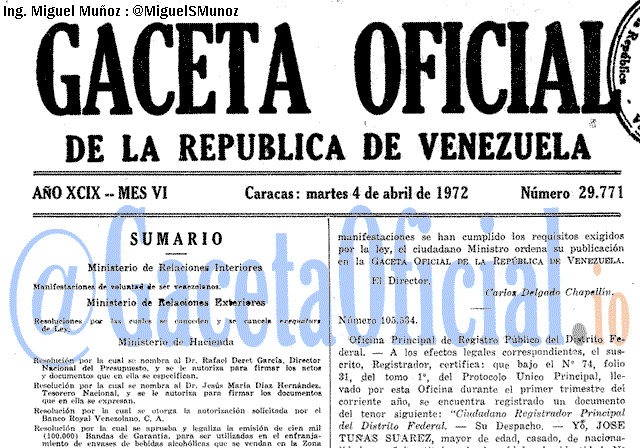 Gaceta Oficial 29771 del 4 Abril 1972