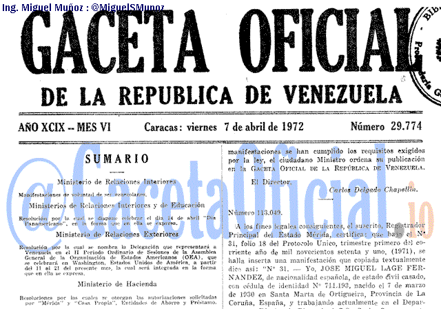 Gaceta Oficial 29774 del 7 Abril 1972