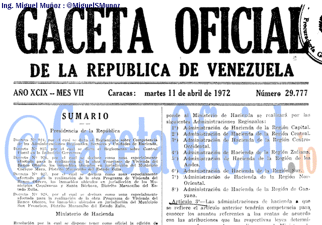 Gaceta Oficial 29777 del 11 Abril 1972