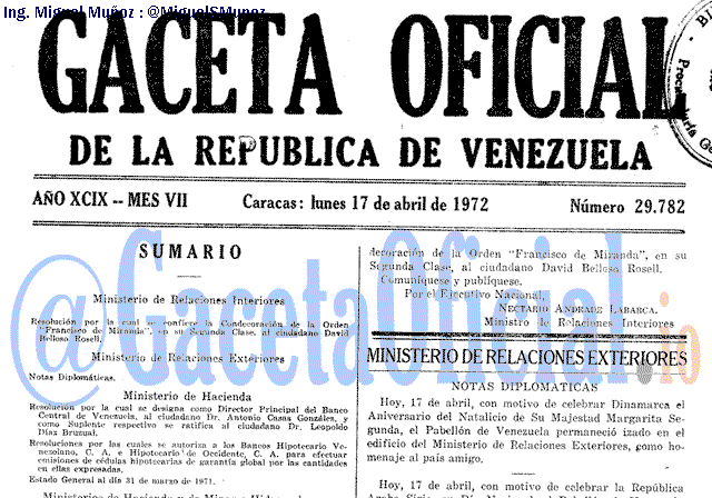 Gaceta Oficial 29782 del 17 Abril 1972