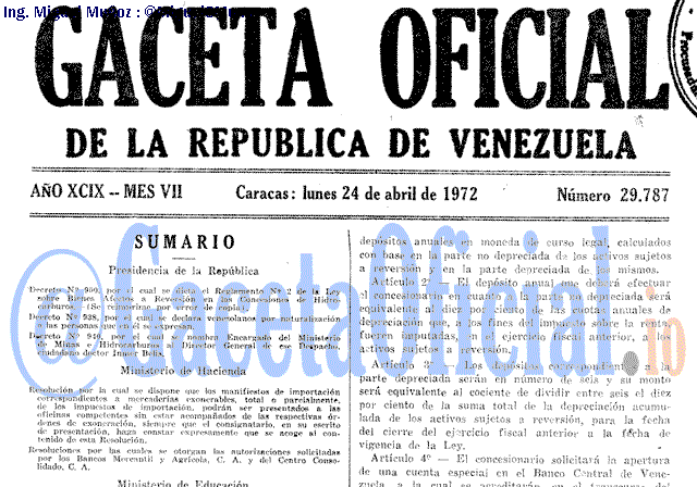 Gaceta Oficial 29787 del 24 Abril 1972