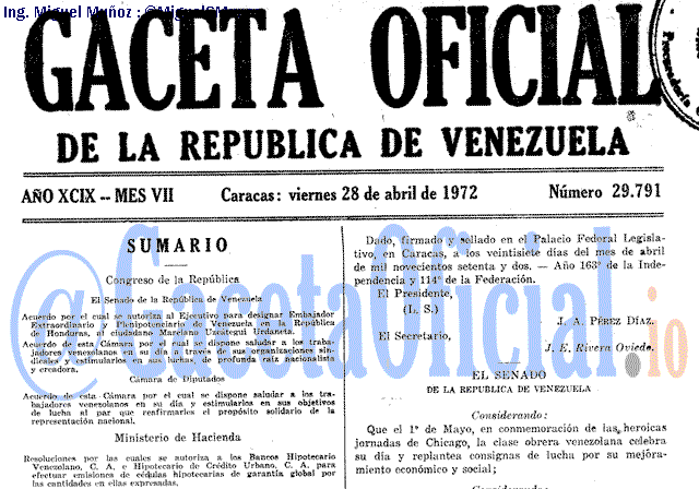 Gaceta Oficial 29791 del 28 Abril 1972