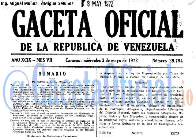 Gaceta Oficial 29794 del 3 Mayo 1972