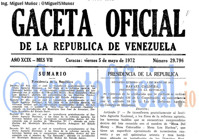 Gaceta Oficial 29796 del 5 Mayo 1972