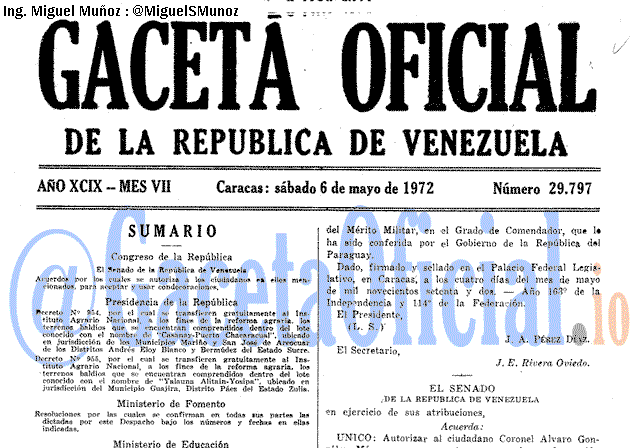 Gaceta Oficial 29797 del 6 Mayo 1972