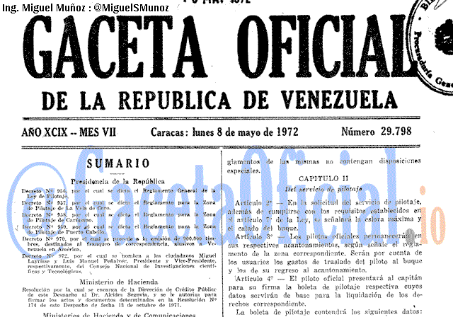 Gaceta Oficial 29798 del 8 Mayo 1972