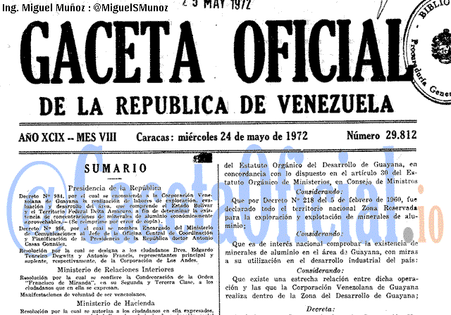 Gaceta Oficial 29812 del 24 Mayo 1972