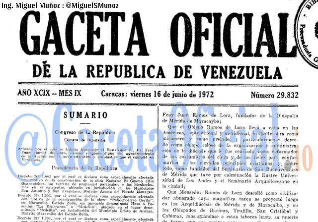 Gaceta Oficial 29832 del 16 Junio 1972