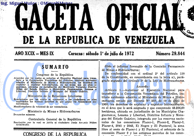 Gaceta Oficial 29844 del 1 Julio 1972