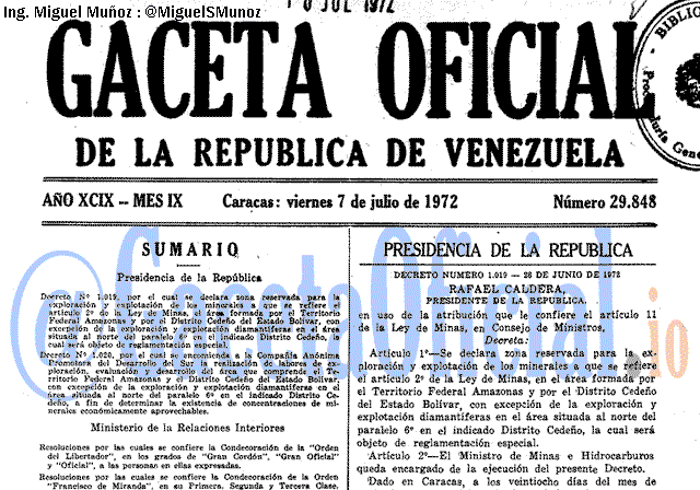 Gaceta Oficial 29848 del 7 Julio 1972