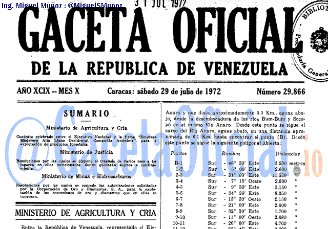 Gaceta Oficial 29866 del 29 Julio 1972