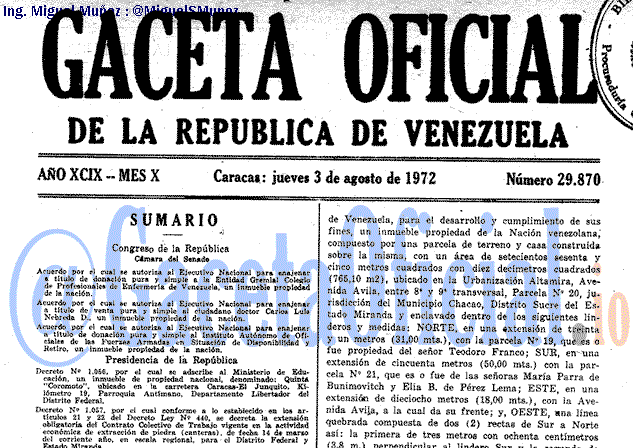 Gaceta Oficial 29870 del 3 Agosto 1972