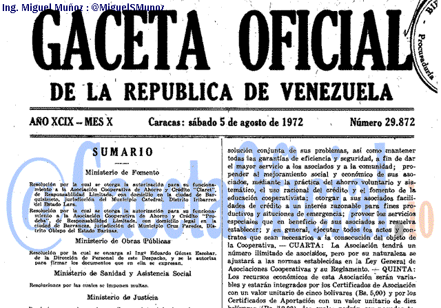 Gaceta Oficial 29872 del 5 Agosto 1972