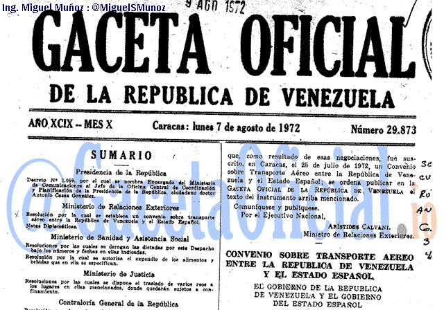 Gaceta Oficial 29873 del 7 Agosto 1972