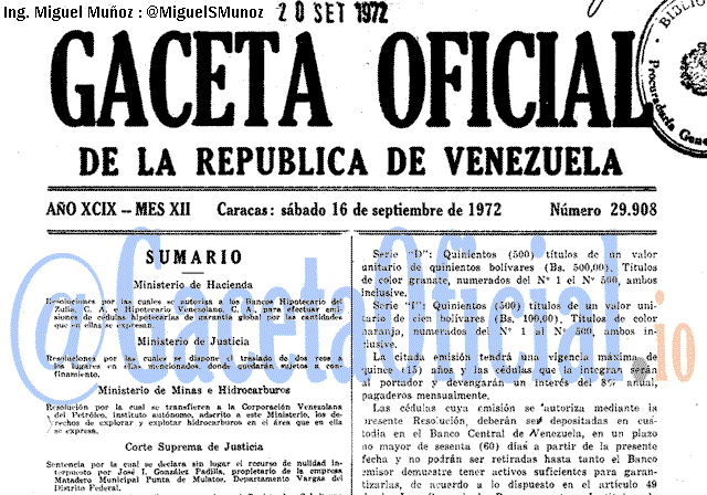Gaceta Oficial 29908 del 16 Septiembre 1972