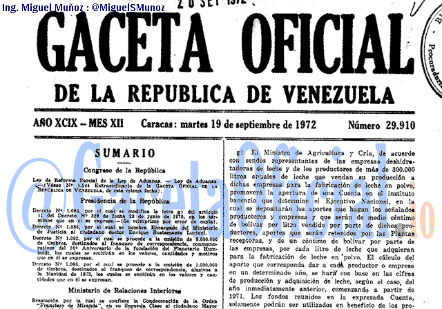 Gaceta Oficial 29910 del 19 Septiembre 1972