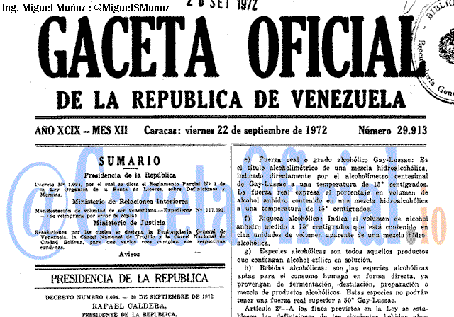 Gaceta Oficial 29913 del 22 Septiembre 1972