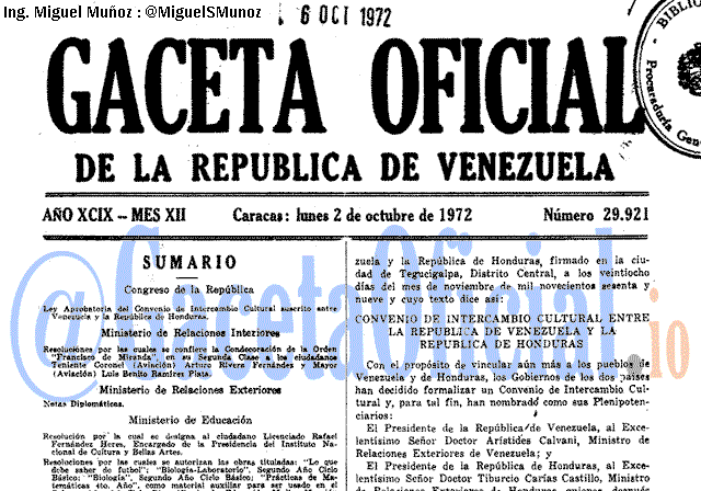 Gaceta Oficial 29921 del 2 Octubre 1972