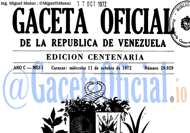 Gaceta Oficial 29929 del 11 Octubre 1972