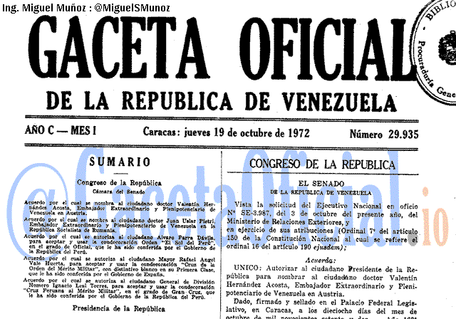 Gaceta Oficial 29935 del 19 Octubre 1972