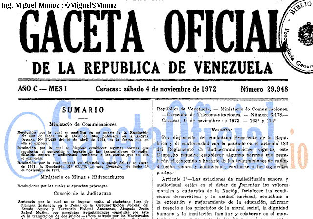 Gaceta Oficial 29948 del 4 Noviembre 1972