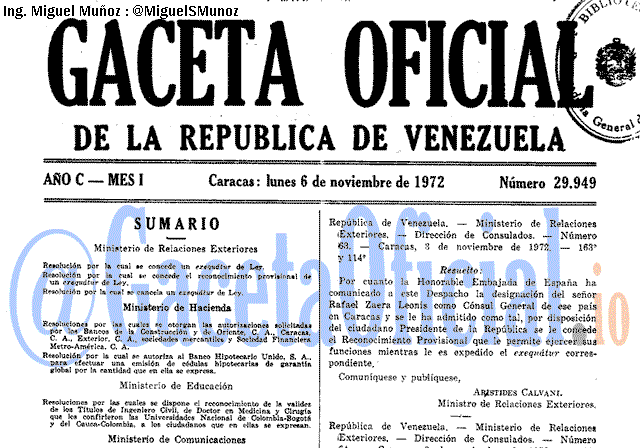 Gaceta Oficial 29949 del 6 Noviembre 1972