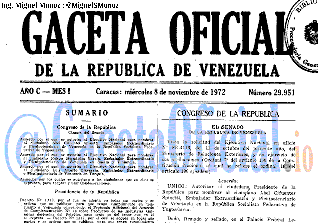 Gaceta Oficial 29951 del 8 Noviembre 1972