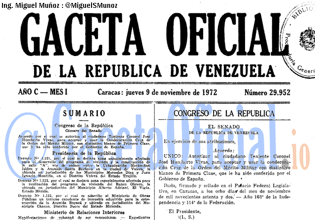 Gaceta Oficial 29952 del 9 Noviembre 1972