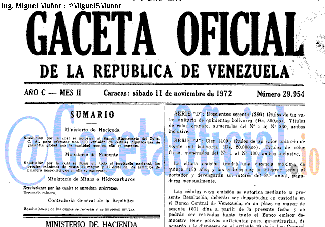 Gaceta Oficial 29954 del 11 Noviembre 1972