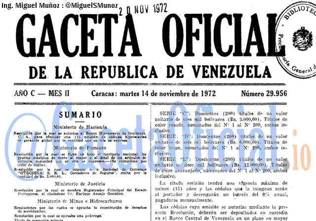 Gaceta Oficial 29956 del 14 Noviembre 1972