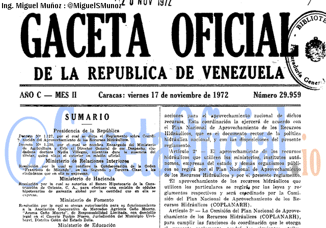 Gaceta Oficial 29959 del 17 Noviembre 1972