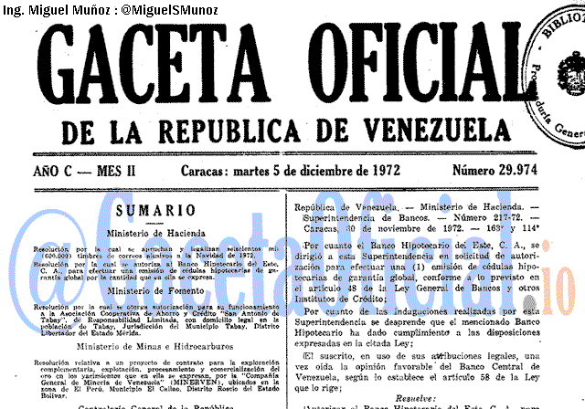 Gaceta Oficial 29974 del 5 Diciembre 1972