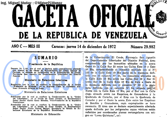 Gaceta Oficial 29982 del 14 Diciembre 1972