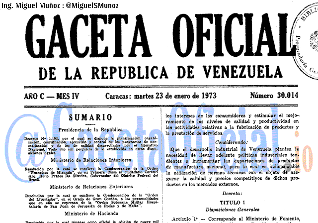 Gaceta Oficial 30014 del 23 Enero 1973