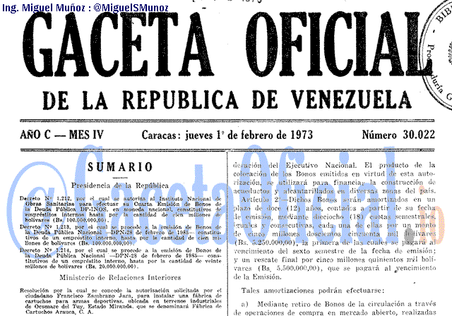 Gaceta Oficial 30022 del 1 Febrero 1973