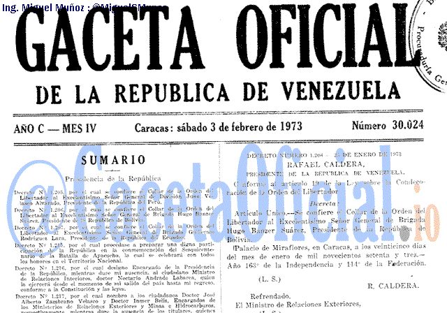 Gaceta Oficial 30024 del 3 Febrero 1973