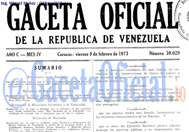 Gaceta Oficial 30029 del 9 Febrero 1973