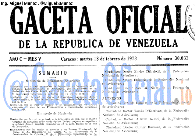 Gaceta Oficial 30032 del 13 Febrero 1973