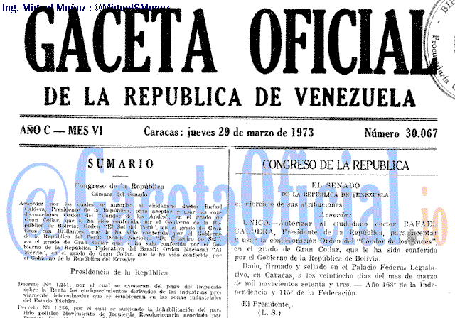 Gaceta Oficial 30067 del 29 Marzo 1973
