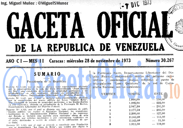 Gaceta Oficial 30267 del 28 Noviembre 1973