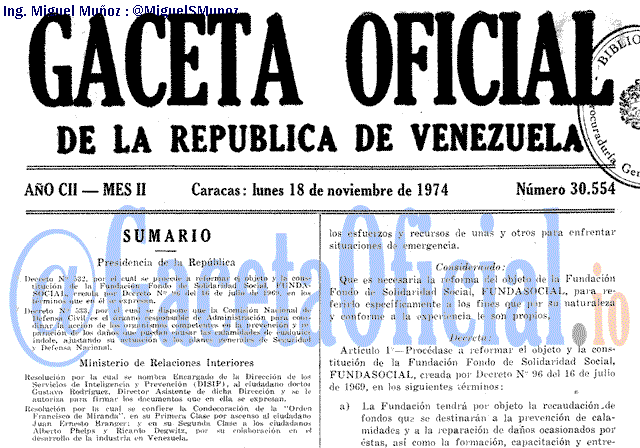 Gaceta Oficial 30554 del 18 Noviembre 1974