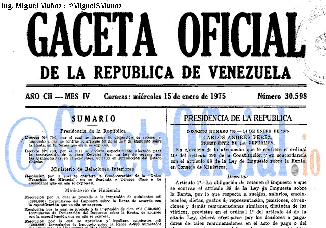 Gaceta Oficial 30598 del 15 Enero 1975