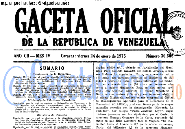 Gaceta Oficial 30606 del 24 Enero 1975