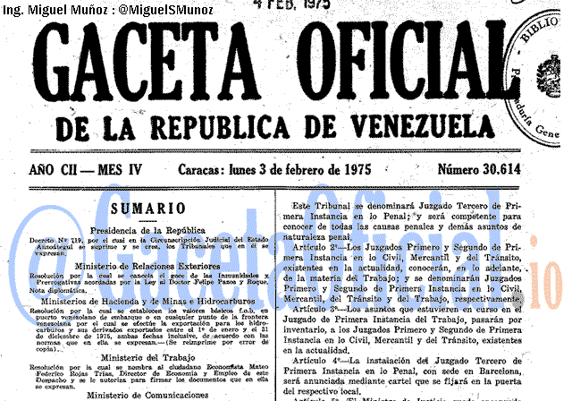 Gaceta Oficial 30614 del 3 Febrero 1975