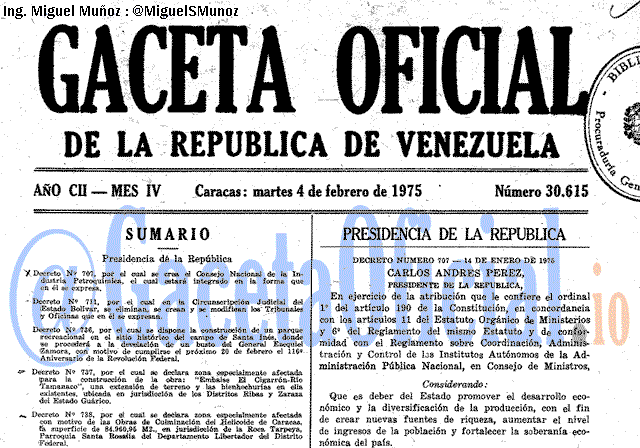 Gaceta Oficial 30615 del 4 Febrero 1975