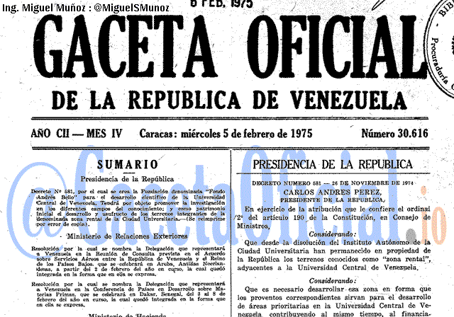Gaceta Oficial 30616 del 5 Febrero 1975
