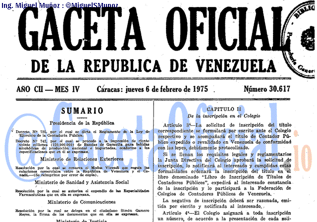 Gaceta Oficial 30617 del 6 Febrero 1975