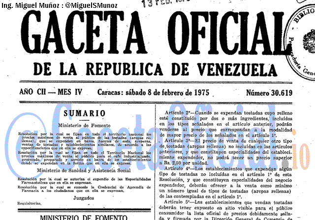 Gaceta Oficial 30619 del 8 Febrero 1975