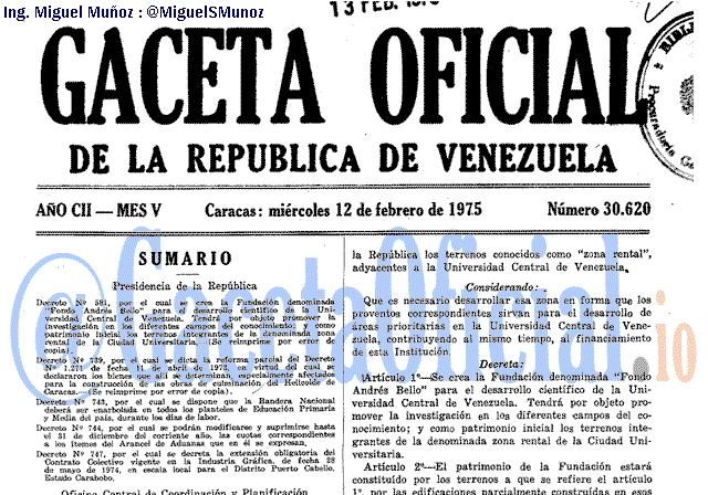 Gaceta Oficial 30620 del 12 Febrero 1975
